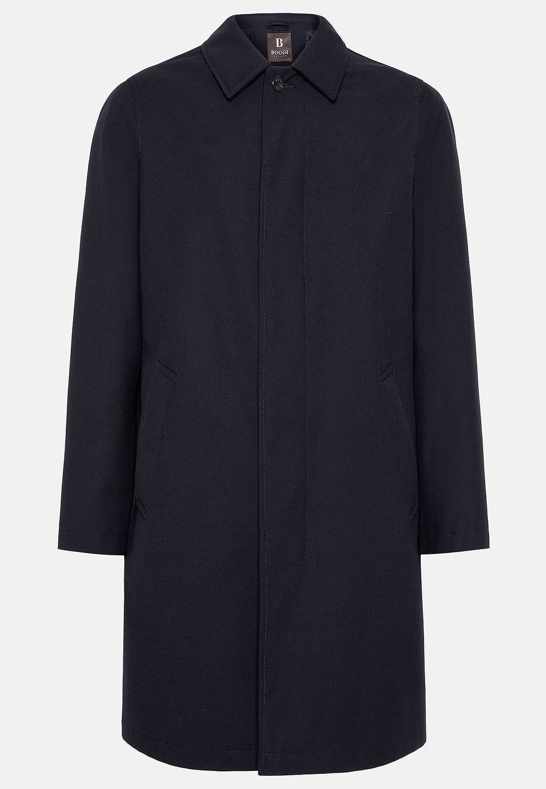 Pea coat van technische wol, Navy blue, hi-res