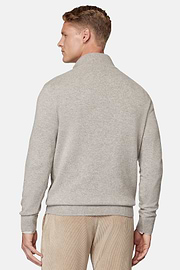 Taupe Cashmere Half Zip Jumper, Taupe, hi-res