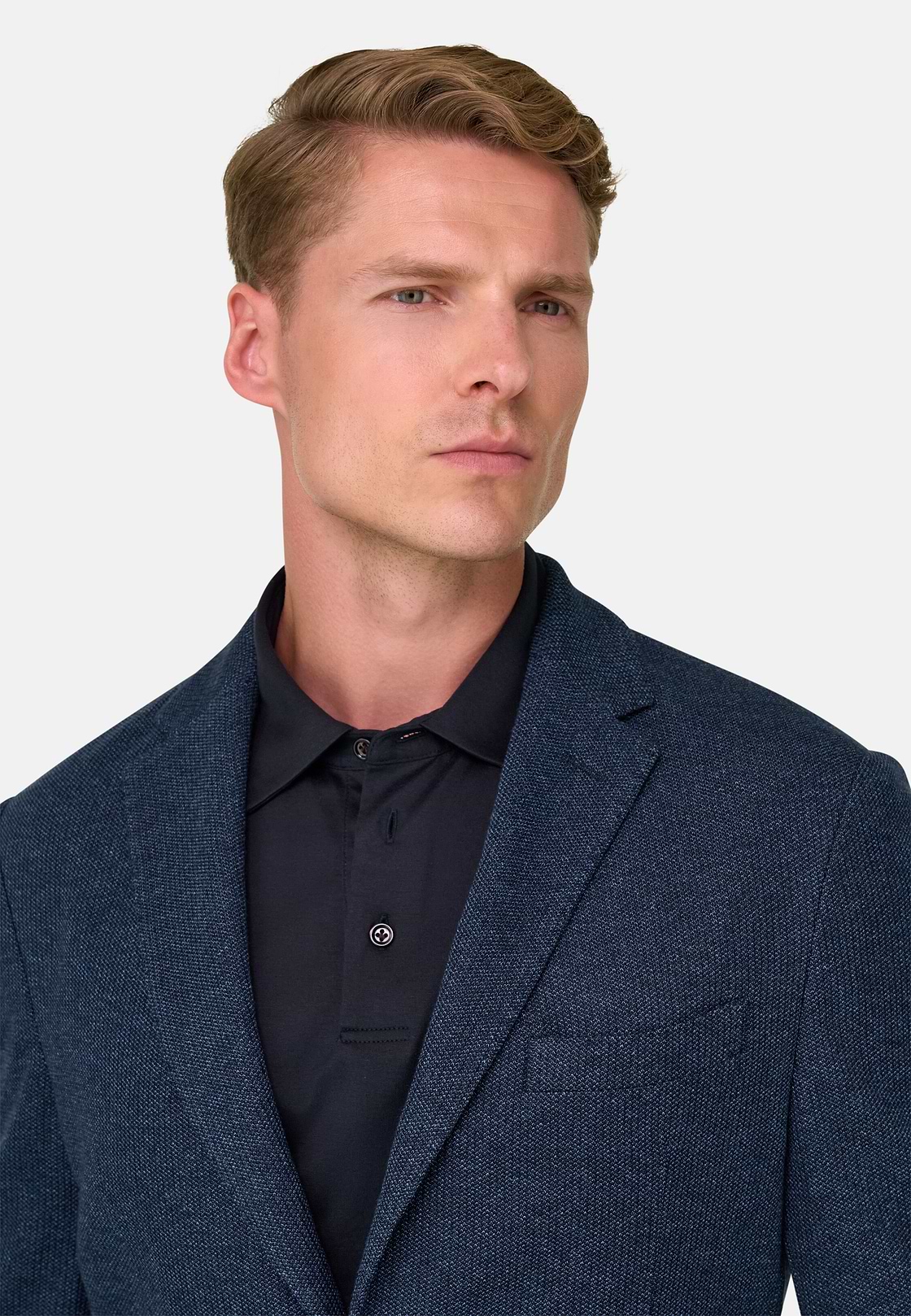 Blazer Gestructureerd Gemengd Katoen B Jersey, Indigo, hi-res, 3