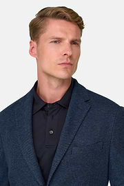 Blazer Gestructureerd Gemengd Katoen B Jersey, Indigo, thumb, 3