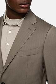 Dove Grey Herringbone Pure Wool Suit, Taupe, hi-res