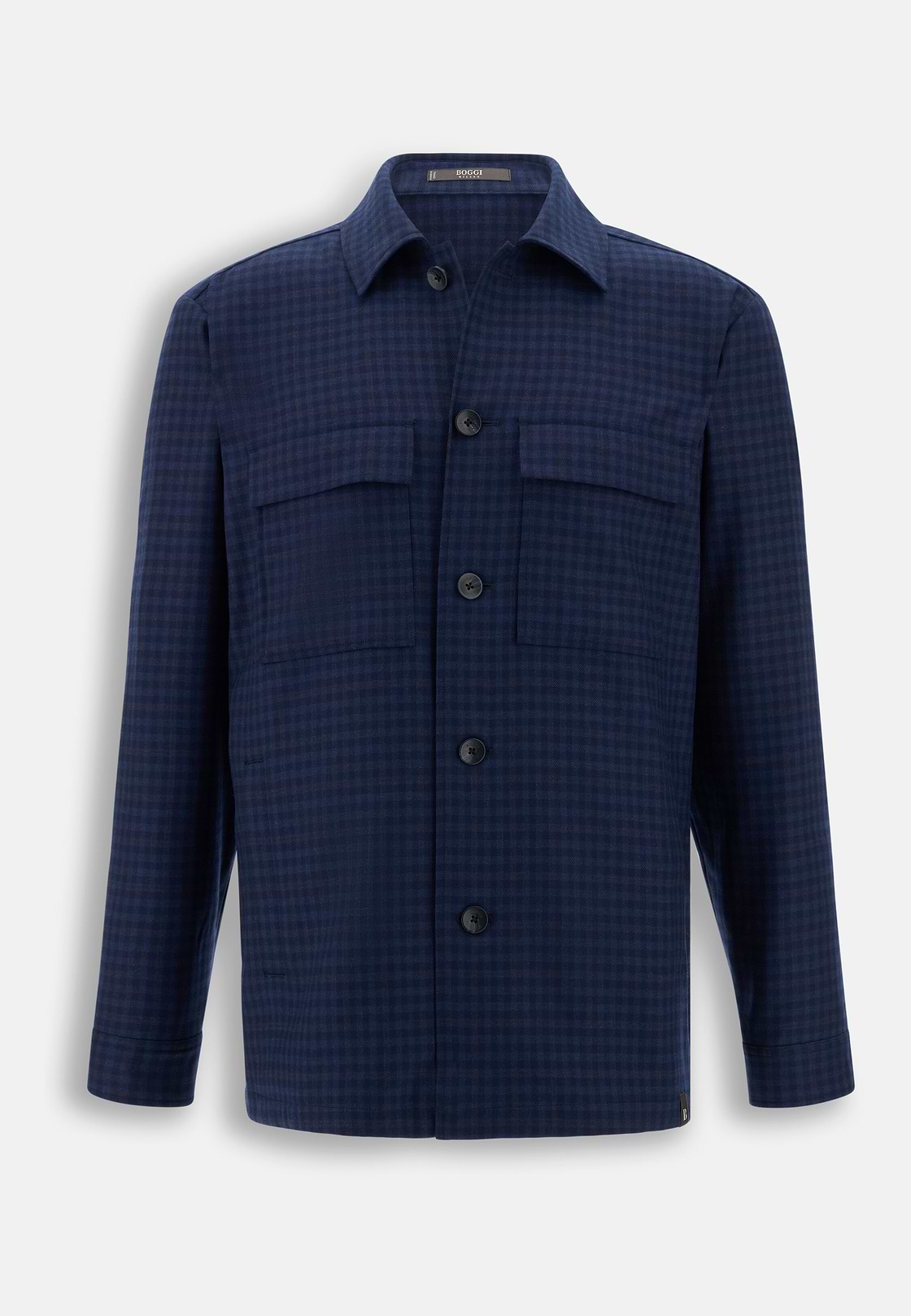 Hemdjacke aus Wolle mit Muster, Navy blau, hi-res, 6