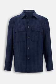Hemdjacke aus Wolle mit Muster, Navy blau, thumb, 6