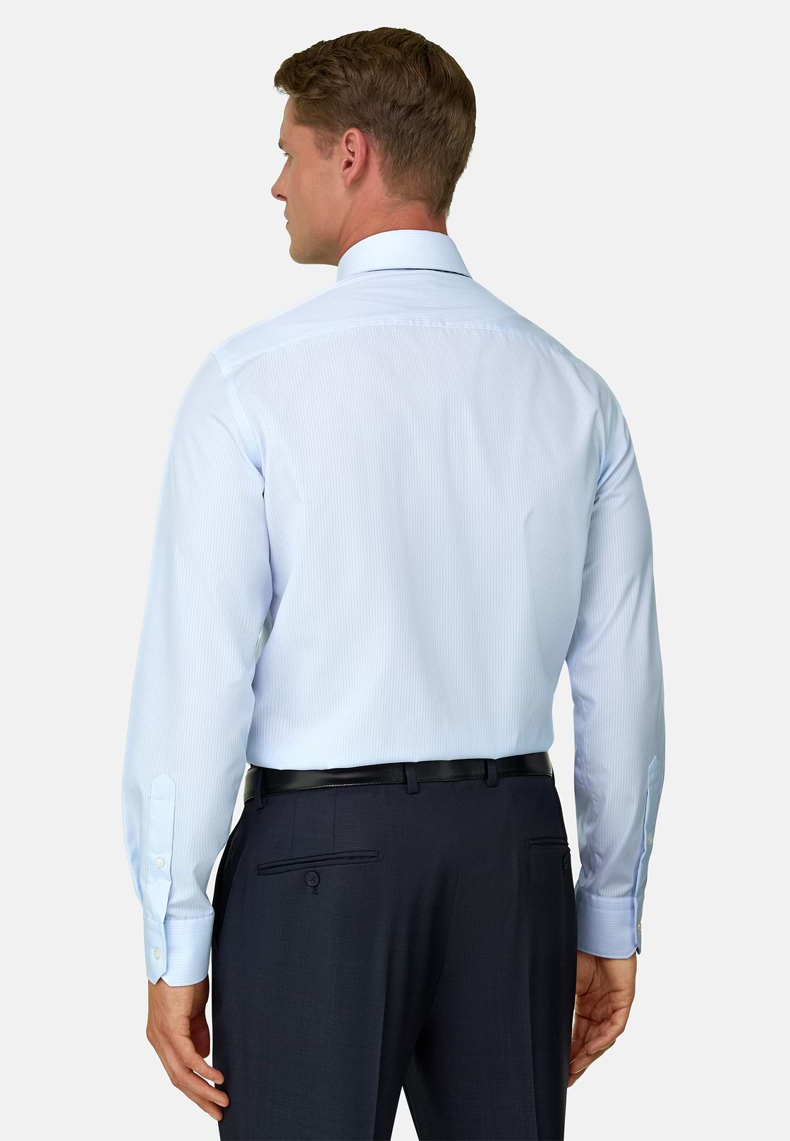 Striped Cotton Slim Fit Shirt, Light Blue, hi-res, 6