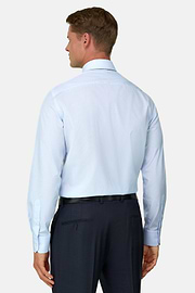Striped Cotton Slim Fit Shirt, Light Blue, thumb, 6