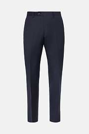 Trousers in Wool Micro Textured Fabric, Navy blue, hi-res