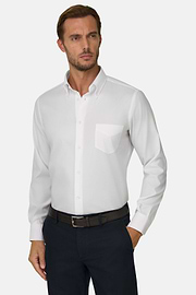 Regular Fit Pinpoint Cotton Shirt, White, thumb, 1