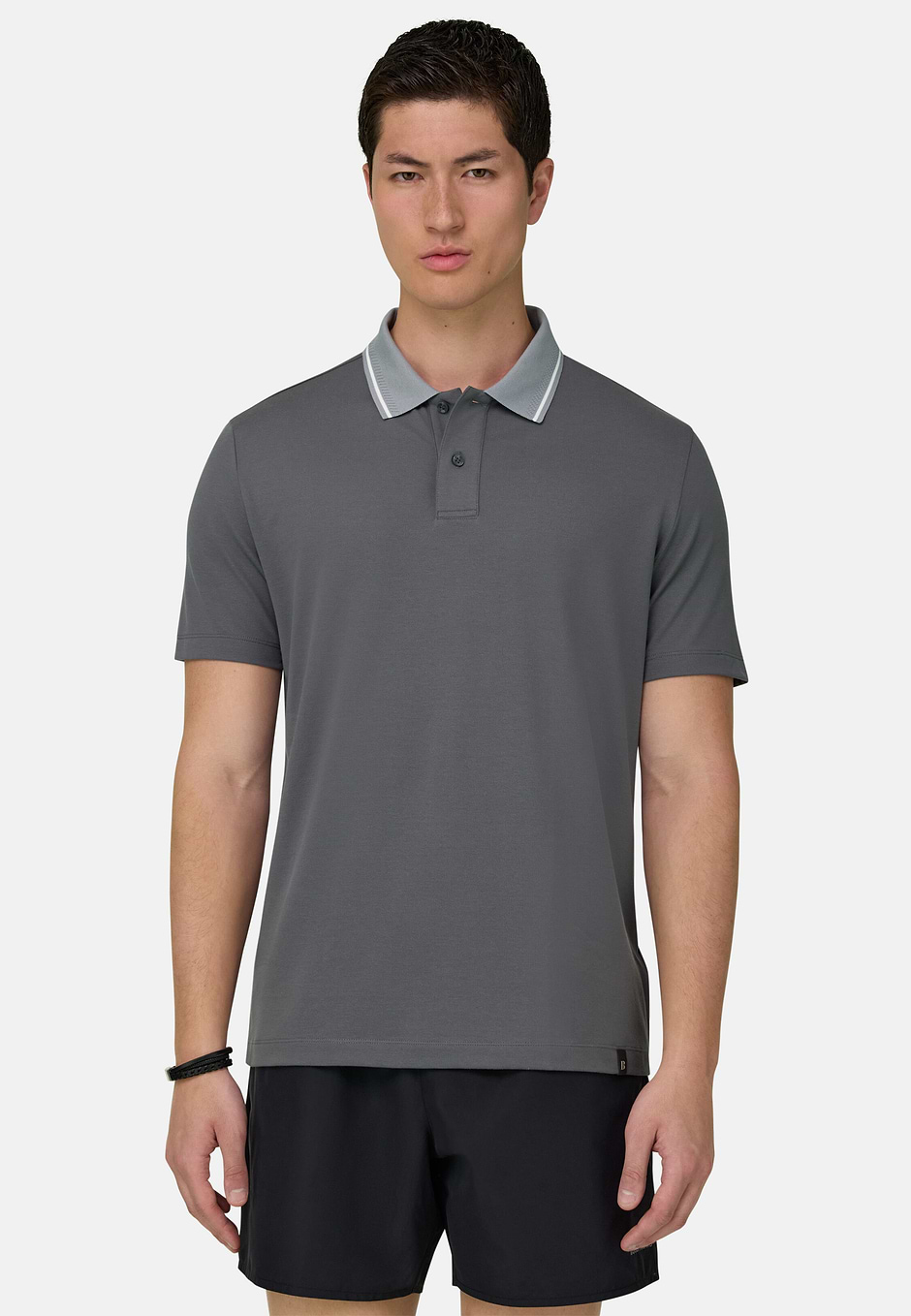 High-Performance Piqué Polo Shirt with S-Cafè® Yarn, Dark Grey, hi-res