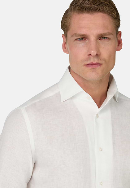 Regular Fit Linen Shirt, White, hi-res