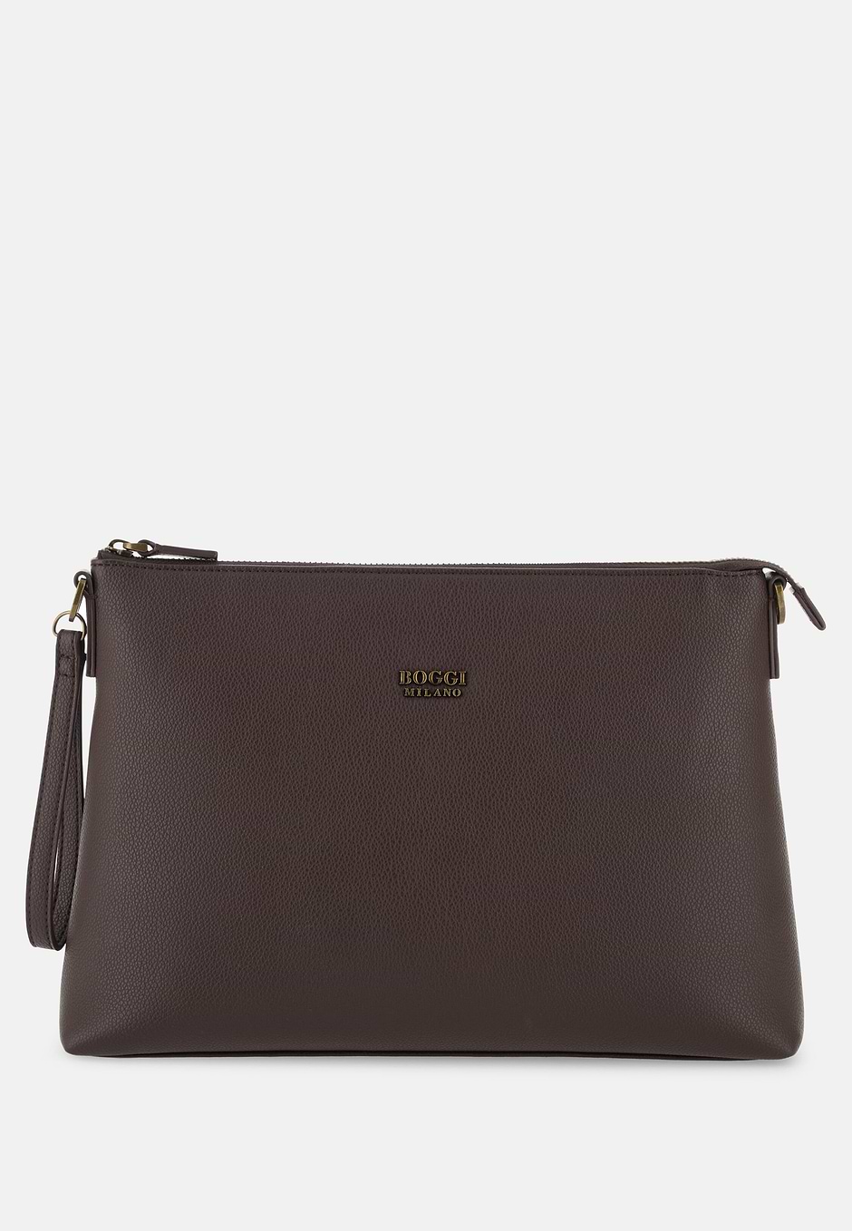 Crossbody Bag in Leather-Effect Fabric, Dark brown, hi-res