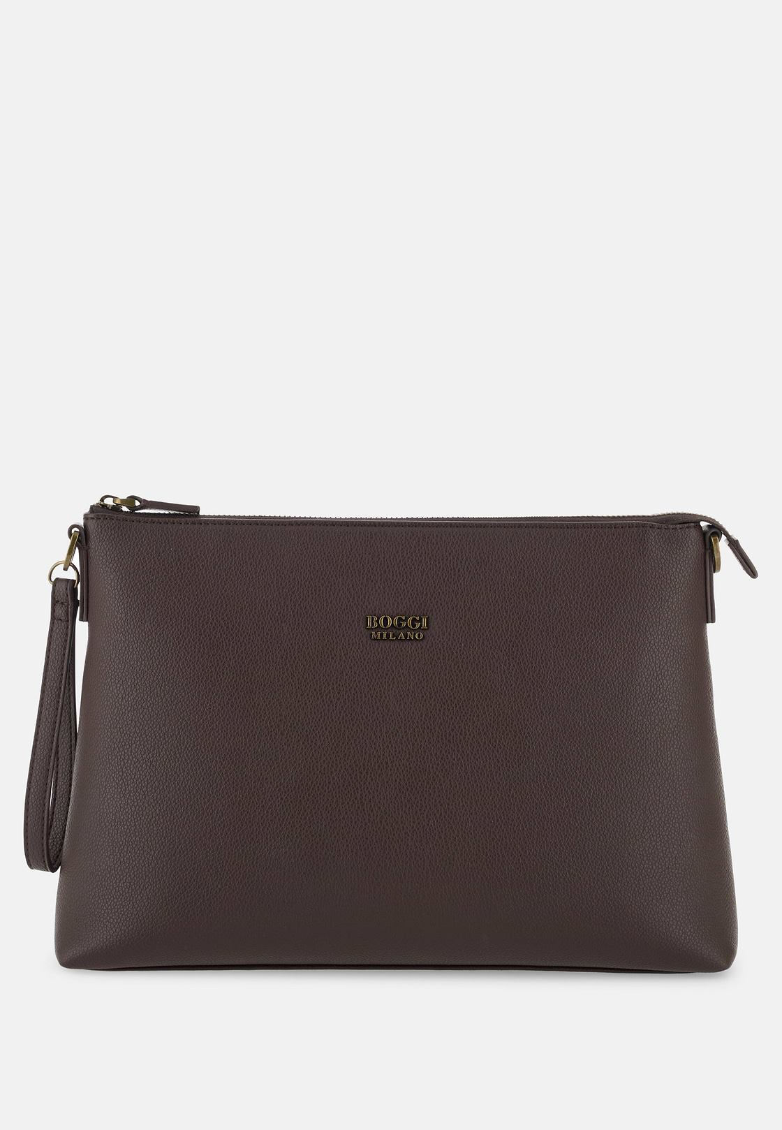 Crossbody Bag in Leather-Effect Fabric, Dark brown, hi-res, 1