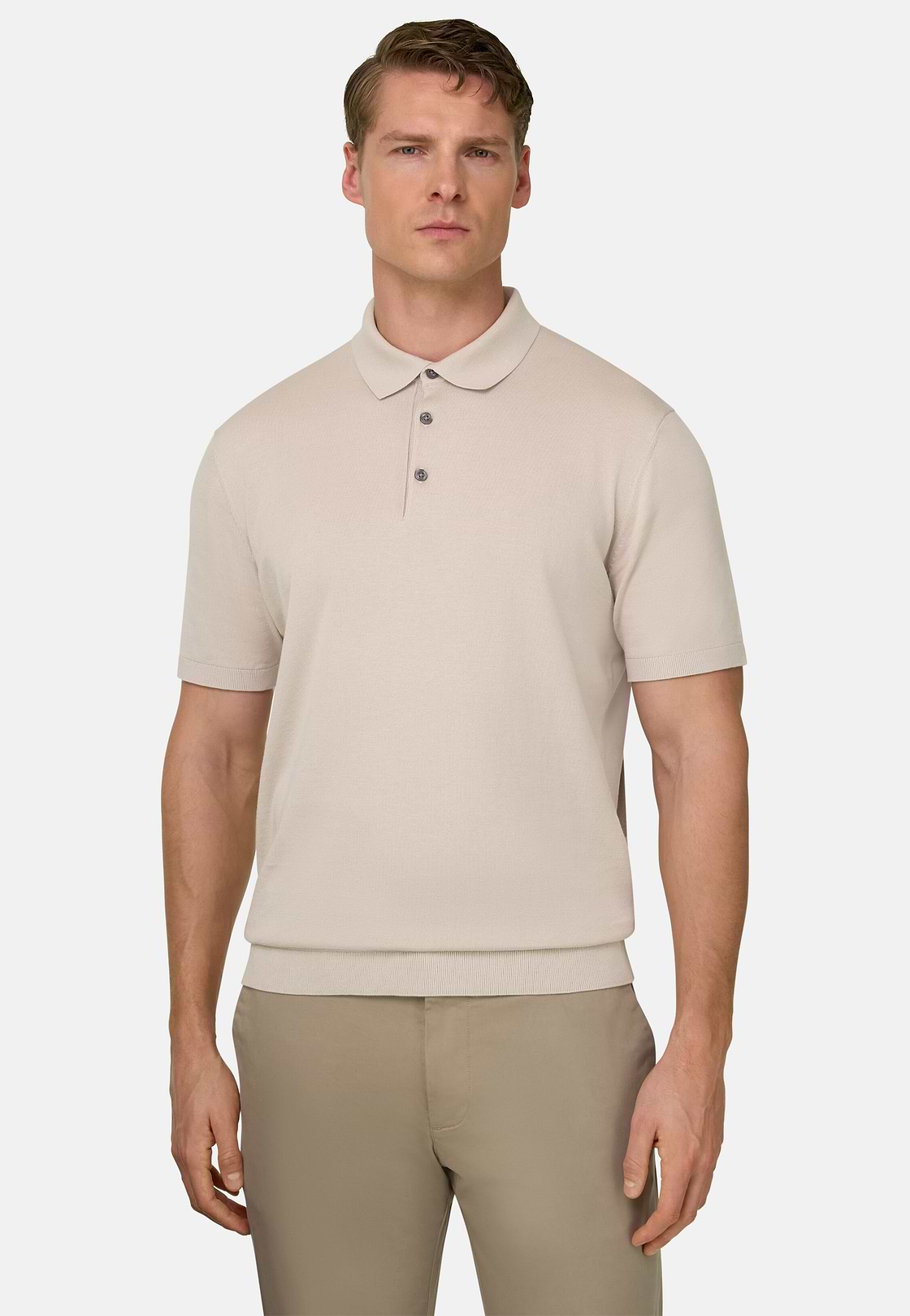 Poloshirt Aus Baumwollkrepp, Sand, hi-res, 2