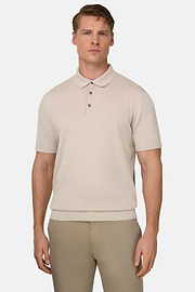 Poloshirt Aus Baumwollkrepp, Sand, thumb, 2