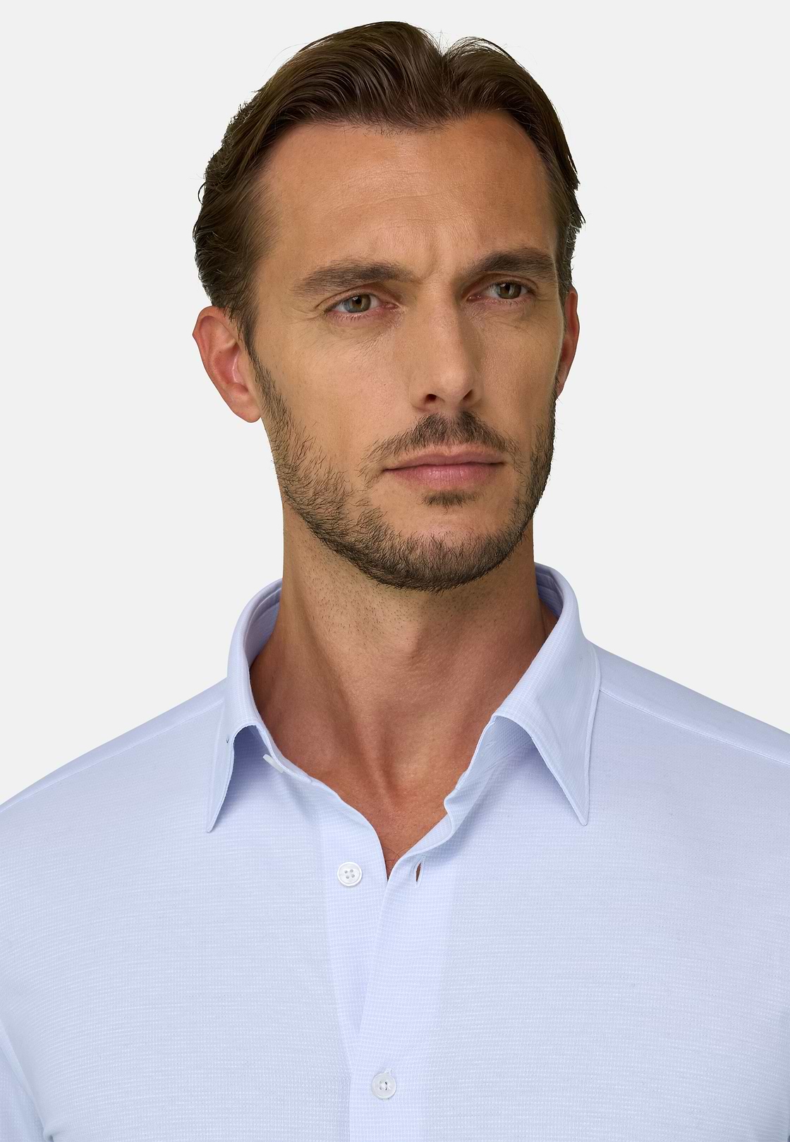 Polohemd Kariert aus Japanischem Jersey Regular Fit, Hellblau, hi-res, 4