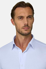 Polohemd Kariert aus Japanischem Jersey Regular Fit, Hellblau, thumb, 4