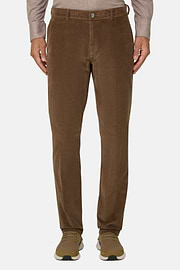 Stretch Velvet Trousers, Brown, thumb, 1