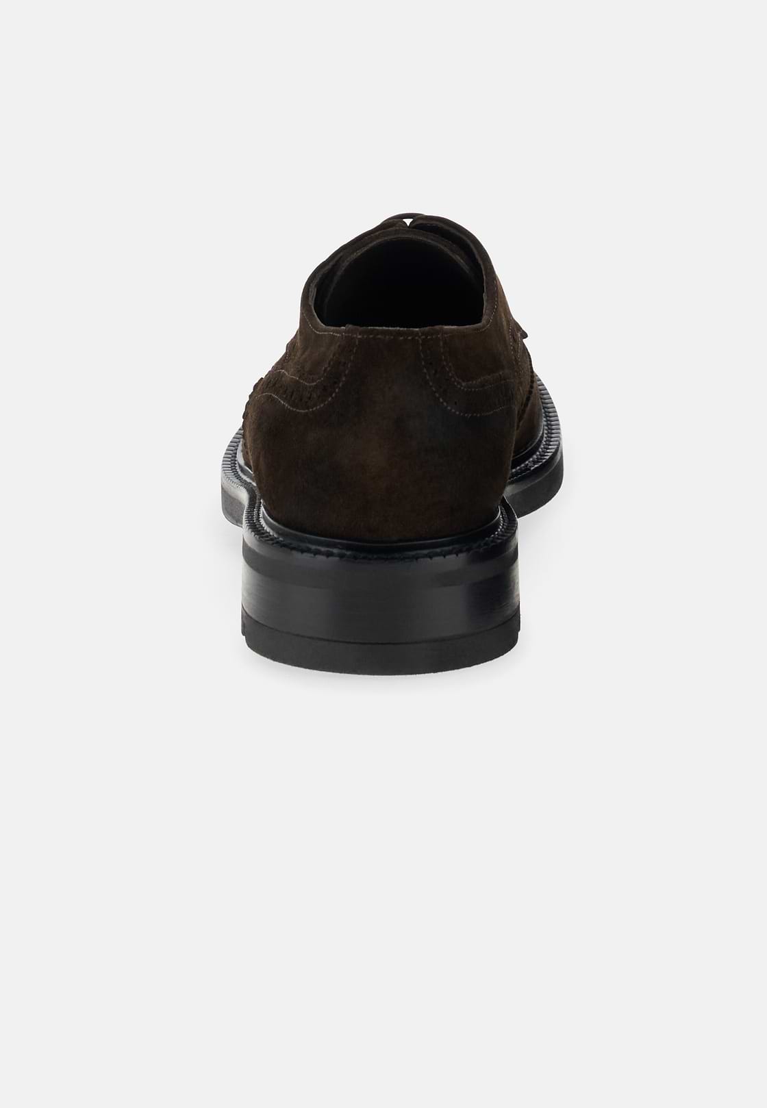 Derby Shoes in Suede Leather, Dark brown, hi-res, 5