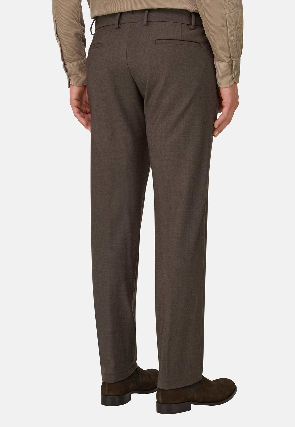 Trousers in Stretch Flannel, Brown, hi-res, 5