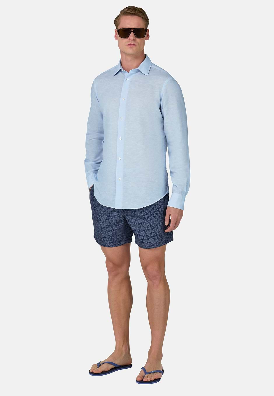 Regular Fit Tencel Linen Shirt, Light Blue, hi-res