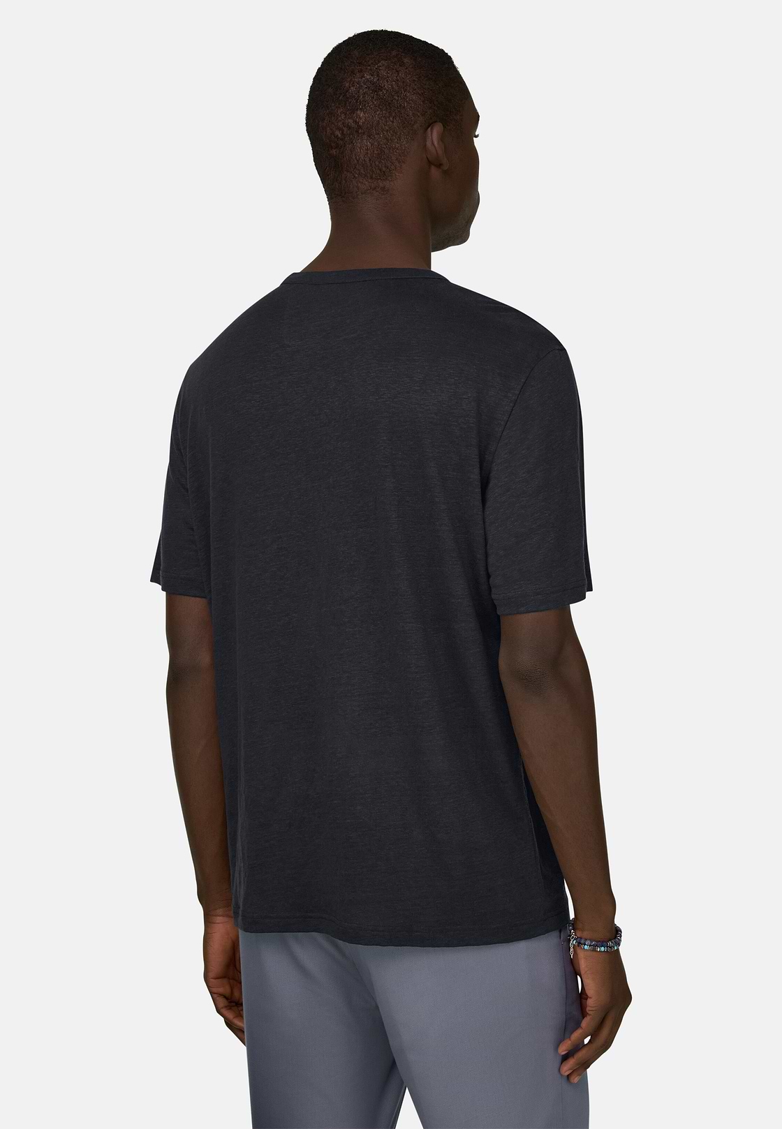 T-Shirt Aus Stretch-Leinen-Jersey, Navy blau, hi-res, 3