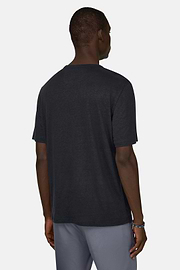 T-Shirt Aus Stretch-Leinen-Jersey, Navy blau, thumb, 3