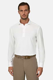 SAKURA | Polo in Japanese Jersey, White, thumb, 1
