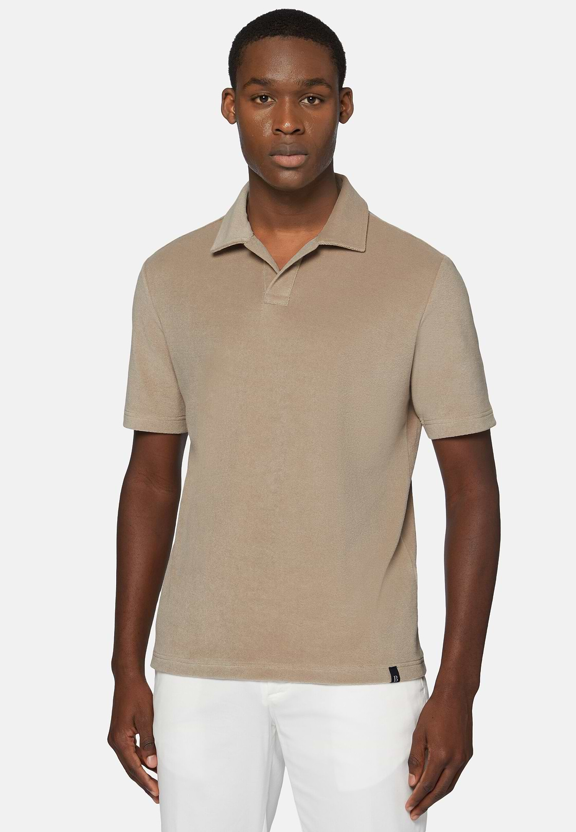 Cotton/Nylon Polo Shirt, Beige, hi-res