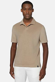 Cotton/Nylon Polo Shirt, Beige, hi-res