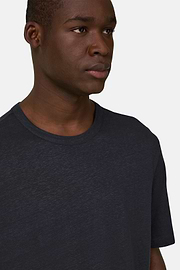 T-Shirt Aus Stretch-Leinen-Jersey, Navy blau, thumb, 4