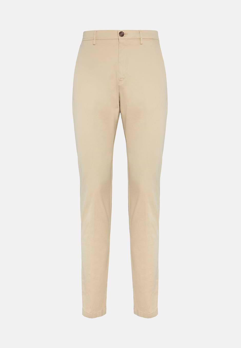 Stretch cotton/tencel trousers, Sand, hi-res