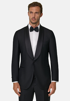 Black Wool Tuxedo Jacket with Shawl Collar