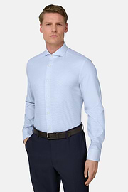 Camicia A Quadretti Di Cotone Slim Fit, Azzurro, thumb, 1