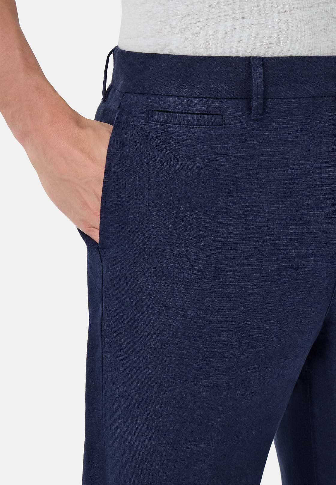 Pantalon En Lin, bleu marine, hi-res