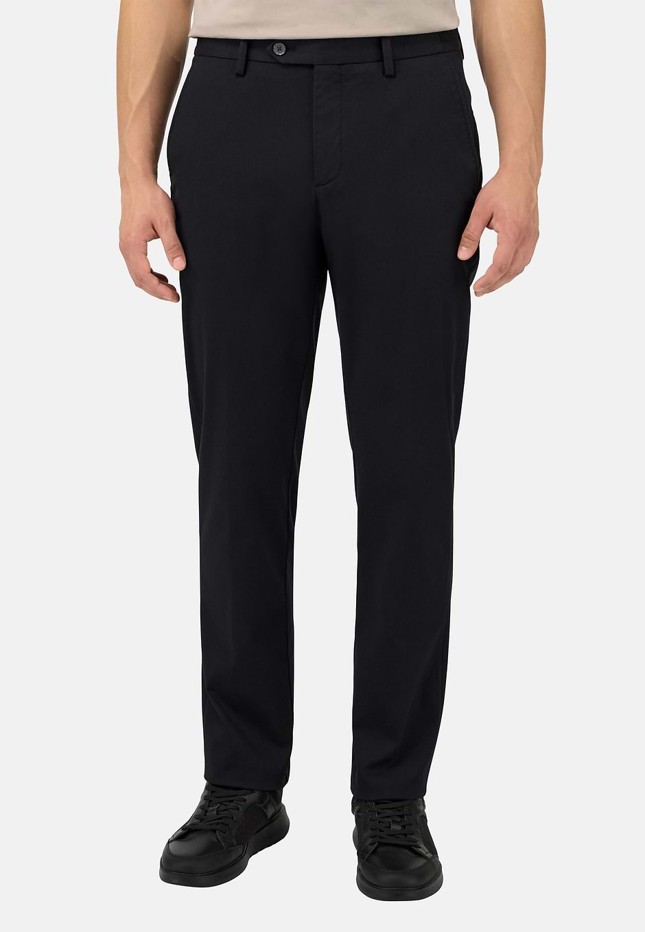 Stretch Cotton/Tencel Trousers, Black, hi-res