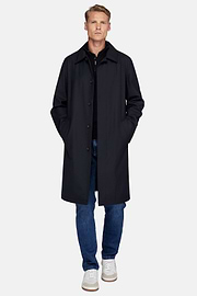 Pea coat van technische wol, Navy blue, hi-res