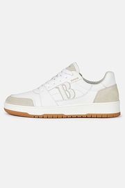 White Leather Trainers With Large Logo, White, hi-res