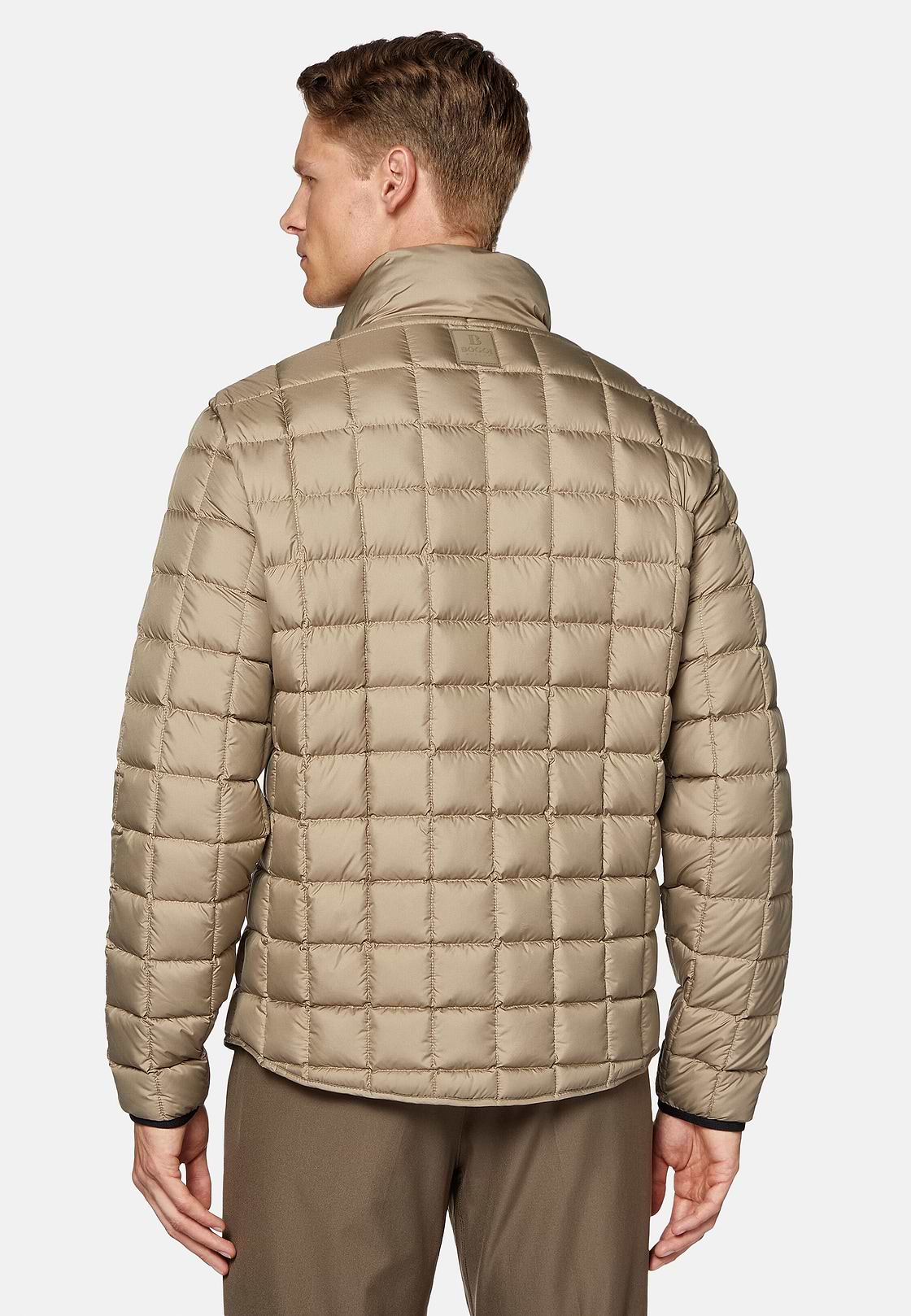 Chaqueta Bomber De Tejido Técnico De Pluma De Oca, Beige, hi-res