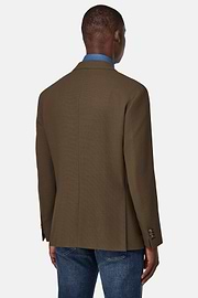 Giacca In Pura Lana Crepe, Marrone, hi-res
