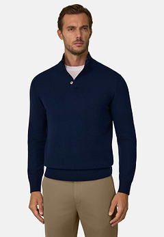 Roll Neck Jumper Buttons in Wool Cashmere