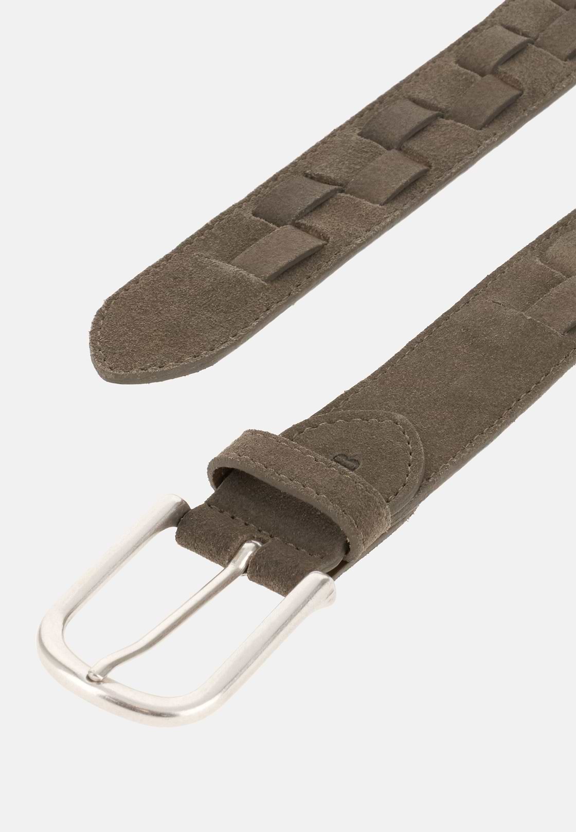 Cintura In Pelle Scamosciata Intrecciata, Taupe, hi-res, 2