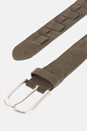 Cintura In Pelle Scamosciata Intrecciata, Taupe, thumb, 2