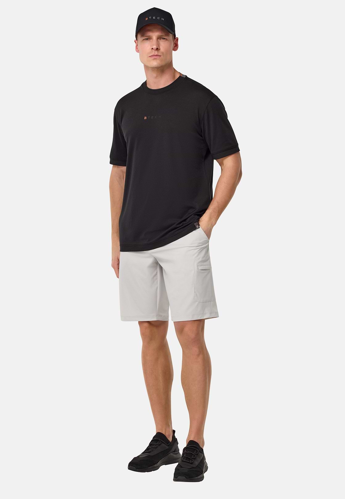 S.Cafè® High-Performance Piqué T-Shirt, Black, hi-res