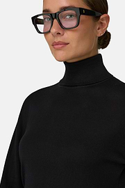 Turtleneck Jumper in Merino Wool Silk, Black, thumb, 3