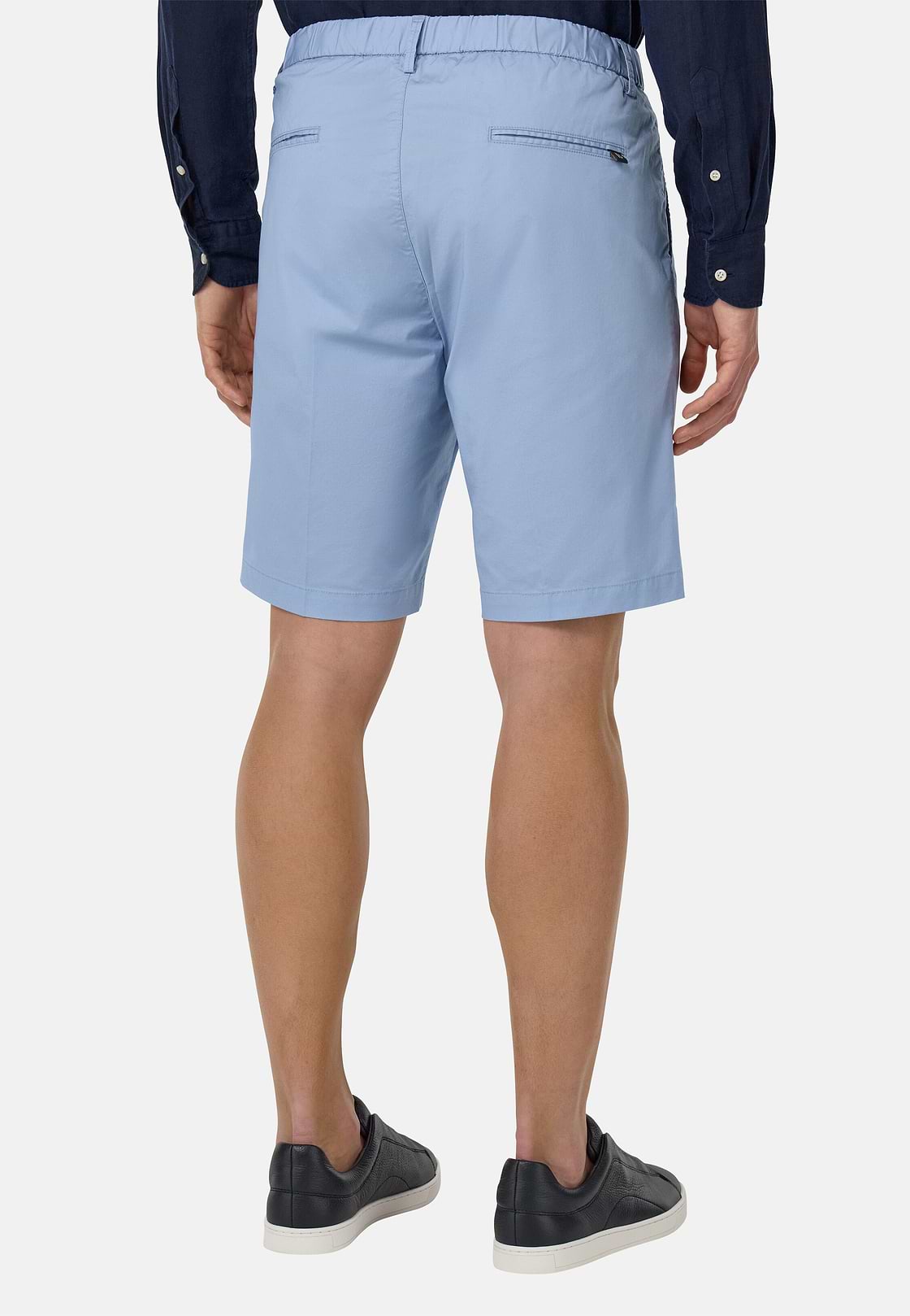 Stretch Cotton Bermuda Shorts, Light Blue, hi-res