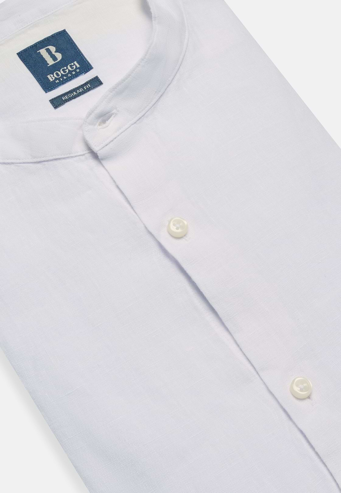 Camisa Coreana de Lino, Blanco, hi-res