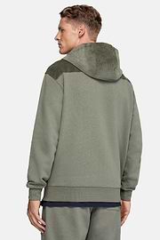 Full Zip Cotton Hooded Sweatshirt, Green, hi-res