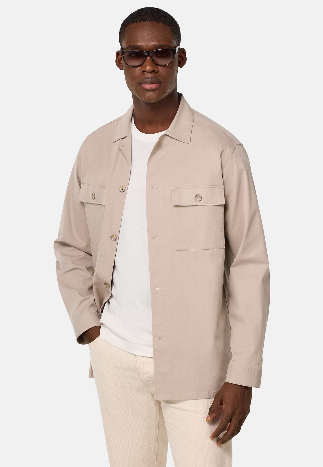 Surchemise En Coton Tencel, Beige, hi-res