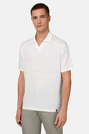 Polo En Jersey De Lin Extensible, Blanc, thumb, 1