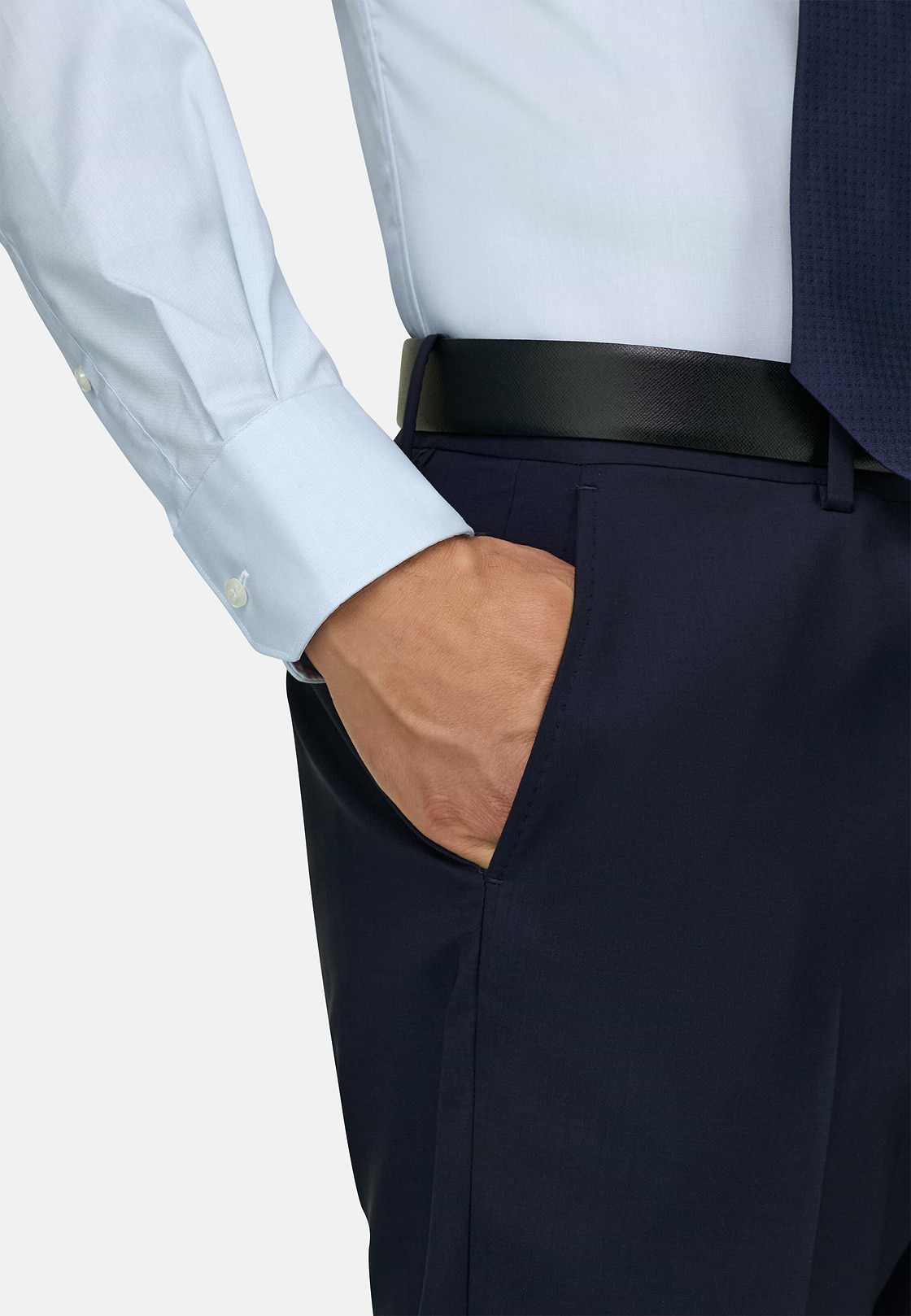 Hemd aus Pin-Point-Baumwolle Slim Fit, Hellblau, hi-res, 4