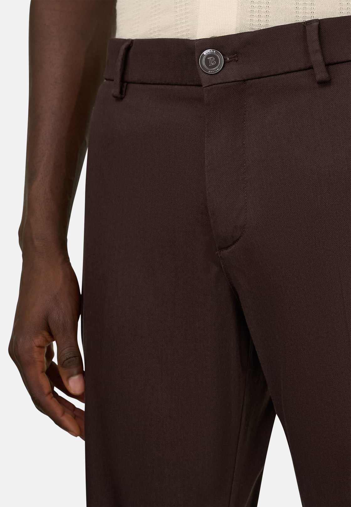 Pantalon En Coton Tencel Extensible, Marron, hi-res, 4